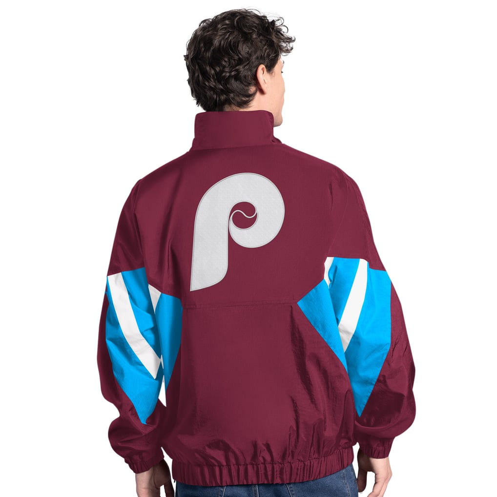 Philadelphia Phillies Starter Cooperstown Chief Half-Zip Pullover - Burgundy